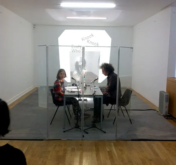 "Knock, Knock, Evelyn Who?", 2015, Evelyn Shlomowitz interviews Martin Creed (Project: Serge Vuille & Nefeli Skarmea)